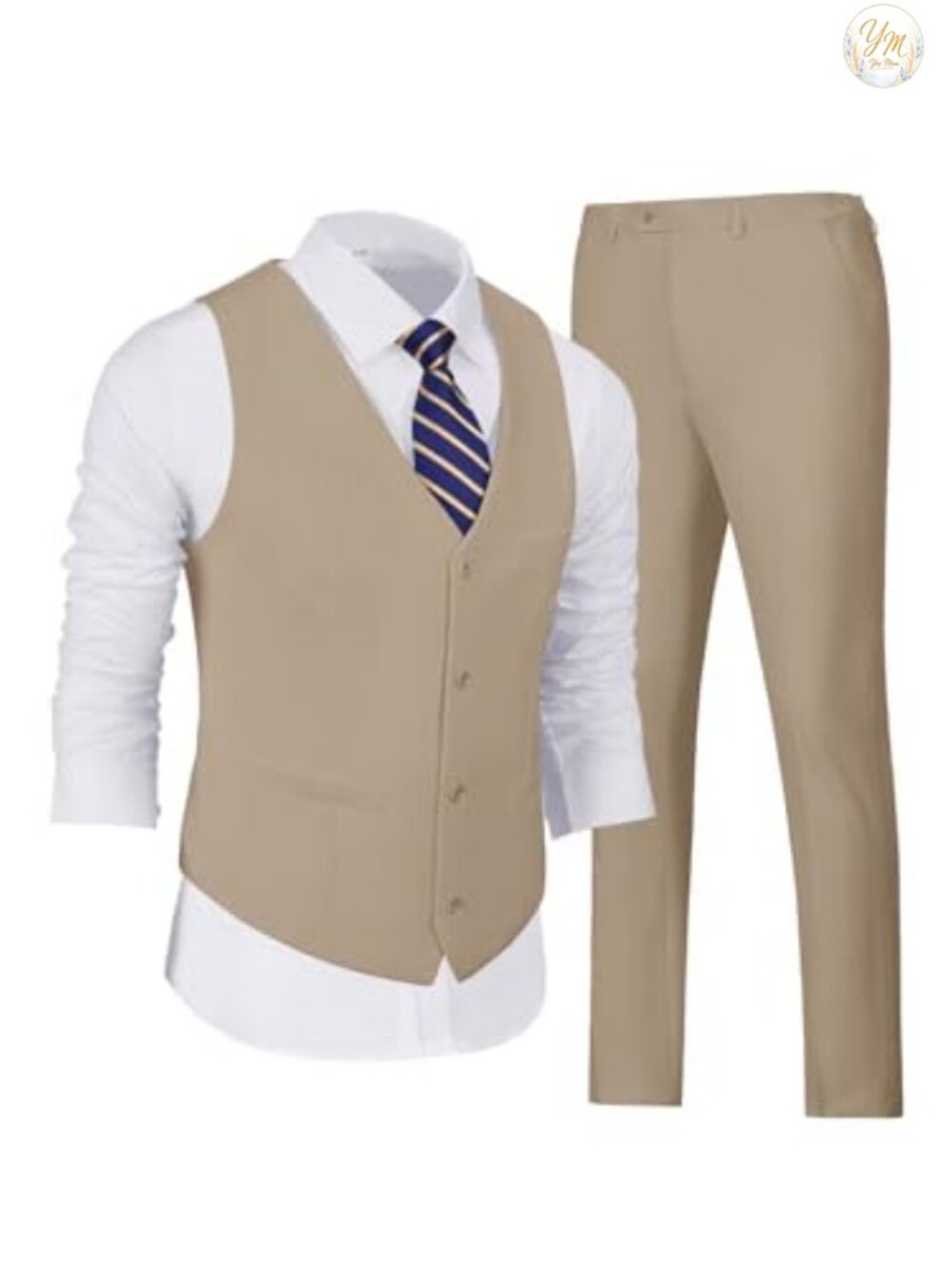 Men's 2-Piece Vest and Pants Suit Set Slim Fit V-Neck Waistcoat